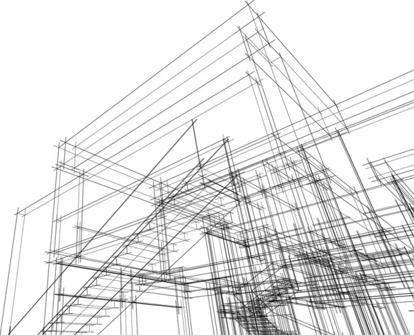 Lignes Dessin Abstraites Dans Concept Art Architectural Formes Géométriques Minimales — Image vectorielle