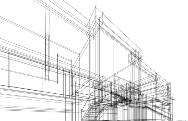 Linhas Abstratas Desenho Conceito Arte Arquitetônica Formas Geométricas Mínimas — Vetor de Stock