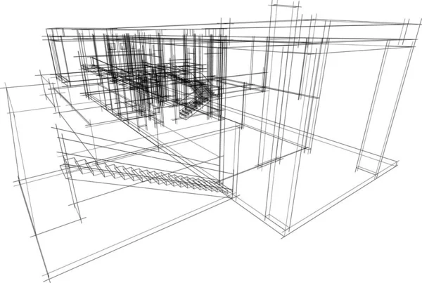 Abstraktní Kreslicí Čáry Architektonickém Pojetí Minimální Geometrické Tvary — Stockový vektor