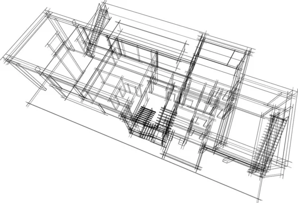 Abstrakte Zeichnungslinien Architektonischen Kunstkonzept Minimale Geometrische Formen — Stockvektor