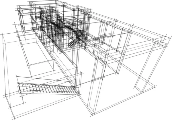 Abstrakta Teckningslinjer Arkitektonisk Konst Koncept Minimala Geometriska Former — Stock vektor