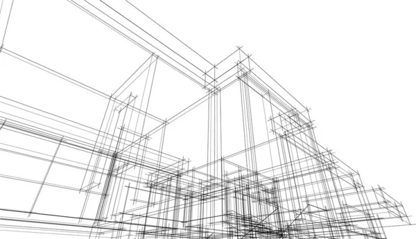 Linee Disegno Astratte Nel Concetto Arte Architettonica Forme Geometriche Minime — Vettoriale Stock