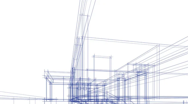 Linee Disegno Astratte Nel Concetto Arte Architettonica Forme Geometriche Minime — Vettoriale Stock