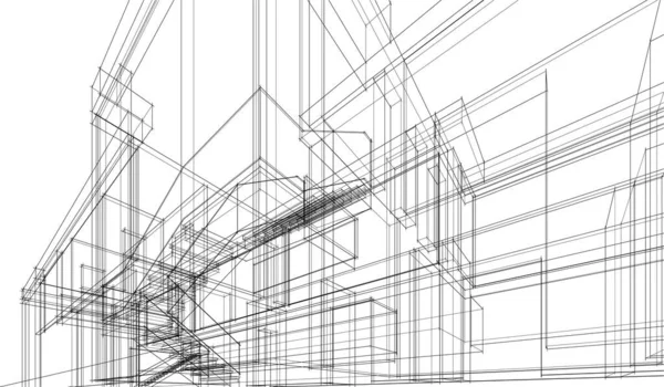 Líneas Abstractas Dibujo Concepto Arte Arquitectónico Formas Geométricas Mínimas — Vector de stock