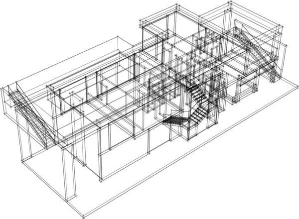 Linhas Abstratas Desenho Conceito Arte Arquitetônica Formas Geométricas Mínimas — Vetor de Stock