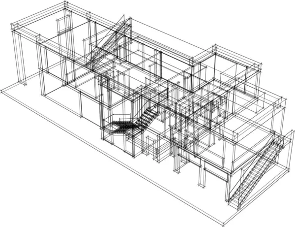 Abstrakte Zeichnungslinien Architektonischen Kunstkonzept Minimale Geometrische Formen — Stockvektor