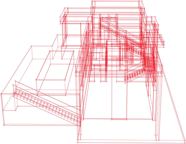 Elvont Rajzvonalak Építészeti Képzőművészetben Minimális Geometriai Formák — Stock Vector