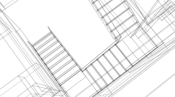 Linhas Abstratas Desenho Conceito Arte Arquitetônica Formas Geométricas Mínimas — Vetor de Stock