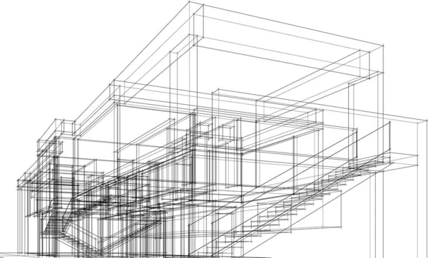 Abstrakte Zeichnungslinien Architektonischen Kunstkonzept Minimale Geometrische Formen — Stockvektor