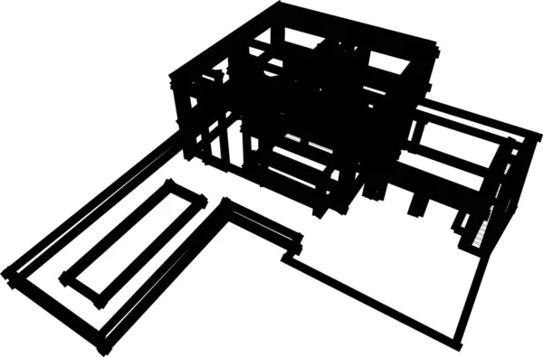 Abstrakte Zeichnungslinien Architektonischen Kunstkonzept Minimale Geometrische Formen — Stockvektor