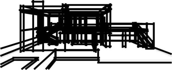 Líneas Abstractas Dibujo Concepto Arte Arquitectónico Formas Geométricas Mínimas — Archivo Imágenes Vectoriales