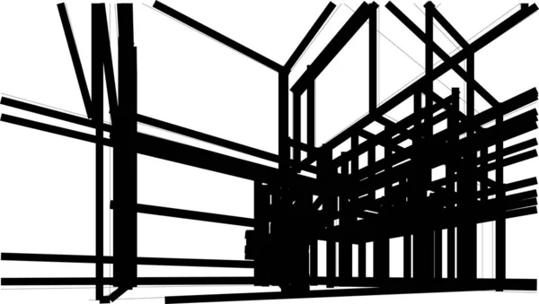 Abstracte Tekenlijnen Architectonisch Kunstconcept Minimale Geometrische Vormen — Stockvector