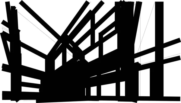 建築芸術の概念における抽象的な線や最小限の幾何学的形状 — ストックベクタ