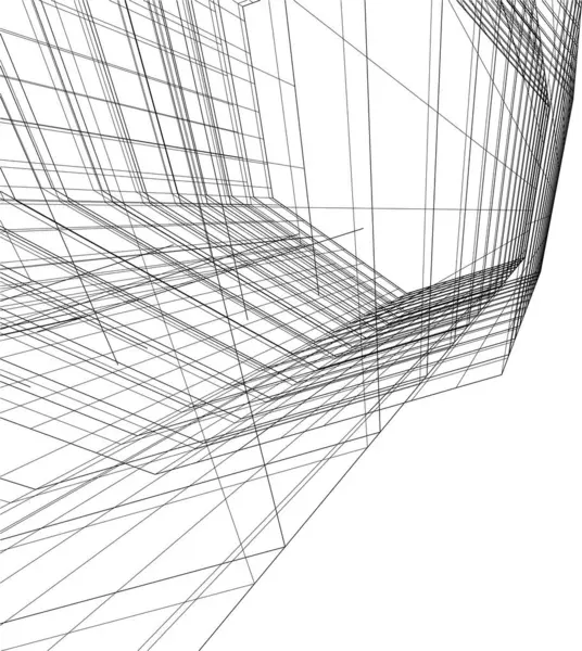 Líneas Abstractas Dibujo Concepto Arte Arquitectónico Formas Geométricas Mínimas — Archivo Imágenes Vectoriales