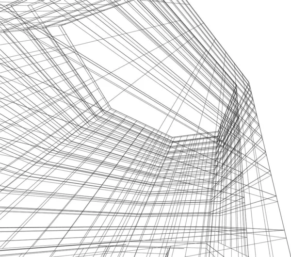 Abstracte Tekenlijnen Architectonisch Kunstconcept Minimale Geometrische Vormen — Stockvector