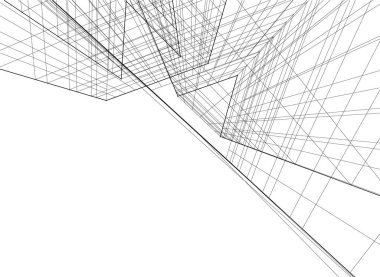 Mimari sanat konseptinde soyut çizgiler, minimum geometrik şekiller. 