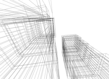 Mimari sanat konseptinde soyut çizgiler, minimum geometrik şekiller. 
