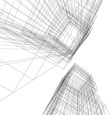 Mimari sanat konseptinde soyut çizgiler, minimum geometrik şekiller. 