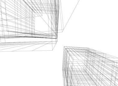 Mimari sanat konseptinde soyut çizgiler, minimum geometrik şekiller. 