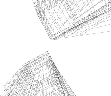 Mimari sanat konseptinde soyut çizgiler, minimum geometrik şekiller. 