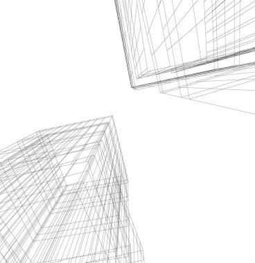 Mimari sanat konseptinde soyut çizgiler, minimum geometrik şekiller. 