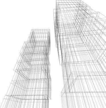 Mimari sanat konseptinde soyut çizgiler, minimum geometrik şekiller. 