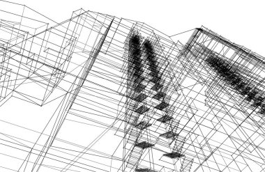 Mimari sanat konseptinde soyut çizgiler, minimum geometrik şekiller. 
