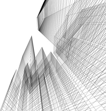 Mimari sanat konseptinde soyut çizgiler, minimum geometrik şekiller. 