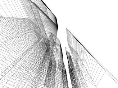 Mimari sanat konseptinde soyut çizgiler, minimum geometrik şekiller. 