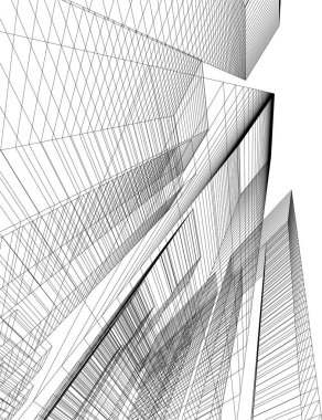 Mimari sanat konseptinde soyut çizgiler, minimum geometrik şekiller. 