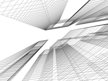 Mimari sanat konseptinde soyut çizgiler, minimum geometrik şekiller. 