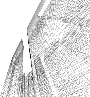 Mimari sanat konseptinde soyut çizgiler, minimum geometrik şekiller. 