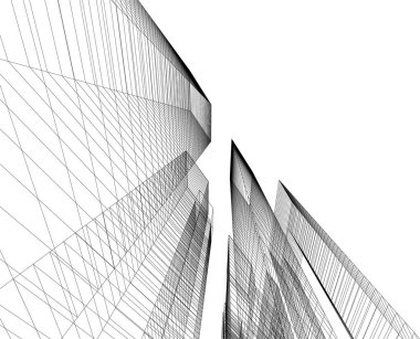 Mimari sanat konseptinde soyut çizgiler, minimum geometrik şekiller. 