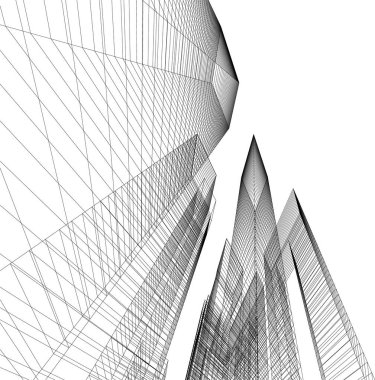 Mimari sanat konseptinde soyut çizgiler, minimum geometrik şekiller. 