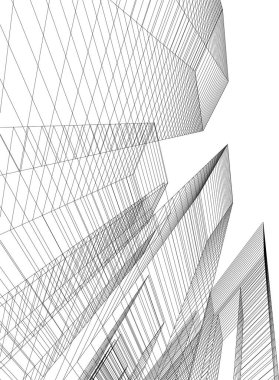 Mimari sanat konseptinde soyut çizgiler, minimum geometrik şekiller. 