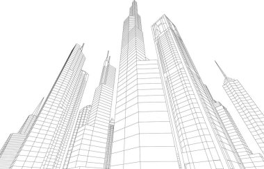 Mimari sanat konseptinde soyut çizgiler, minimum geometrik şekiller. 