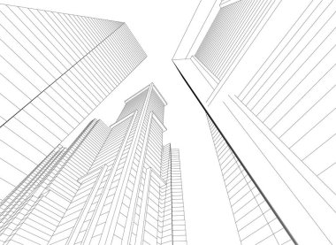 Mimari sanat konseptinde soyut çizgiler, minimum geometrik şekiller. 