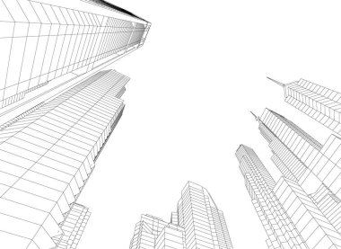 Mimari sanat konseptinde soyut çizgiler, minimum geometrik şekiller. 