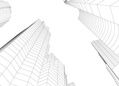 Mimari sanat konseptinde soyut çizgiler, minimum geometrik şekiller. 