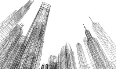 Mimari sanat konseptinde soyut çizgiler, minimum geometrik şekiller. 