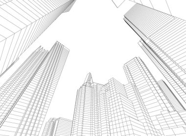 Mimari sanat konseptinde soyut çizgiler, minimum geometrik şekiller. 