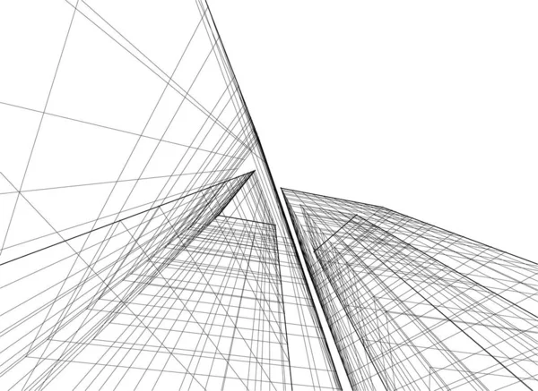 Linhas Abstratas Desenho Conceito Arte Arquitetônica Formas Geométricas Mínimas —  Vetores de Stock