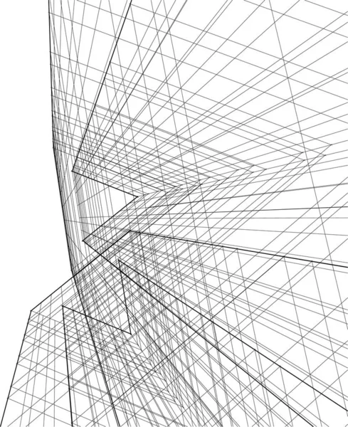 Abstrakte Zeichnungslinien Architektonischen Kunstkonzept Minimale Geometrische Formen — Stockvektor