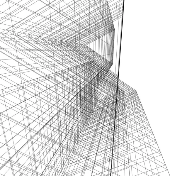 Líneas Abstractas Dibujo Concepto Arte Arquitectónico Formas Geométricas Mínimas — Archivo Imágenes Vectoriales