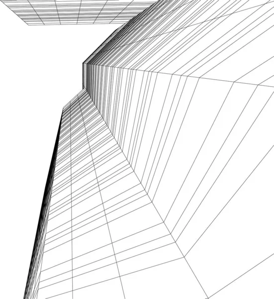 Elvont Rajzvonalak Építészeti Képzőművészetben Minimális Geometriai Formák — Stock Vector