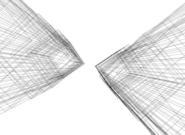 Abstracte Tekenlijnen Architectonisch Kunstconcept Minimale Geometrische Vormen — Stockvector