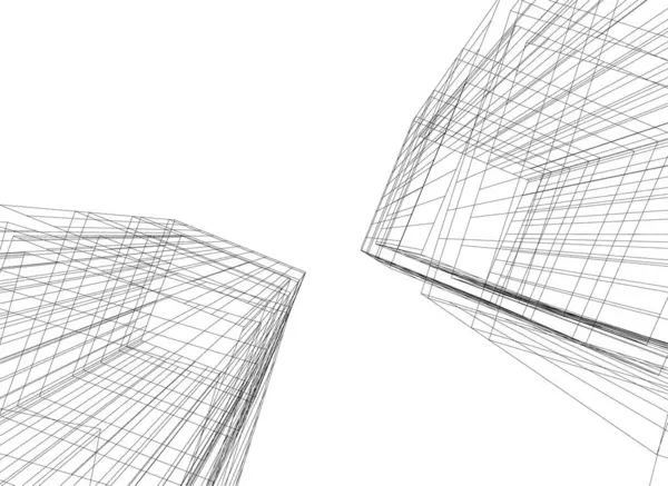 Lignes Dessin Abstraites Dans Concept Art Architectural Formes Géométriques Minimales — Image vectorielle