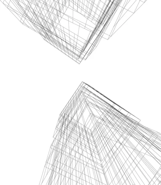 Abstrakte Zeichnungslinien Architektonischen Kunstkonzept Minimale Geometrische Formen — Stockvektor