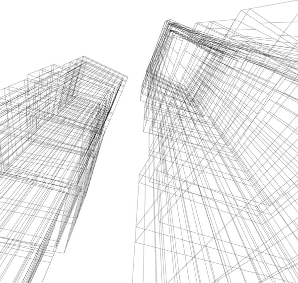 Abstracte Tekenlijnen Architectonisch Kunstconcept Minimale Geometrische Vormen — Stockvector