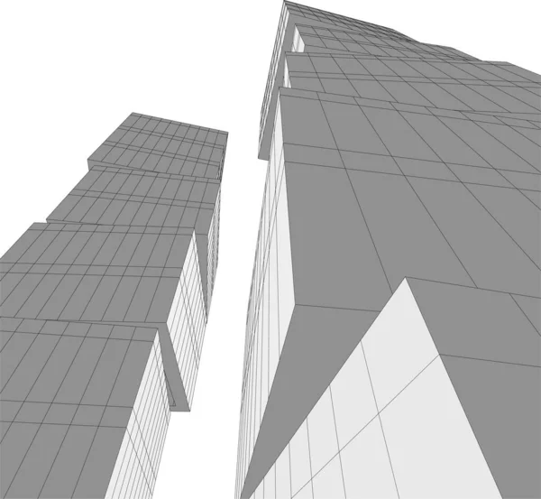 Abstracte Tekenlijnen Architectonisch Kunstconcept Minimale Geometrische Vormen — Stockvector